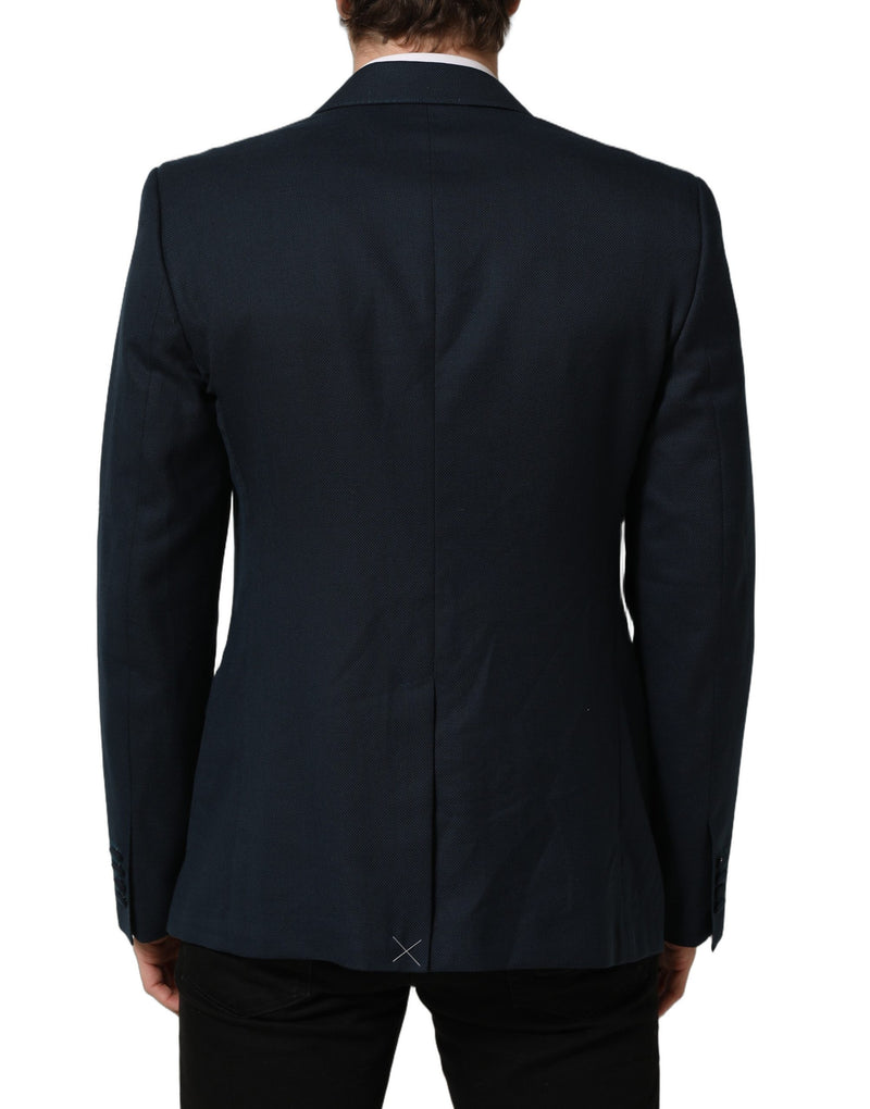 Dolce & Gabbana Blue Wool Logo Single Breasted Blazer