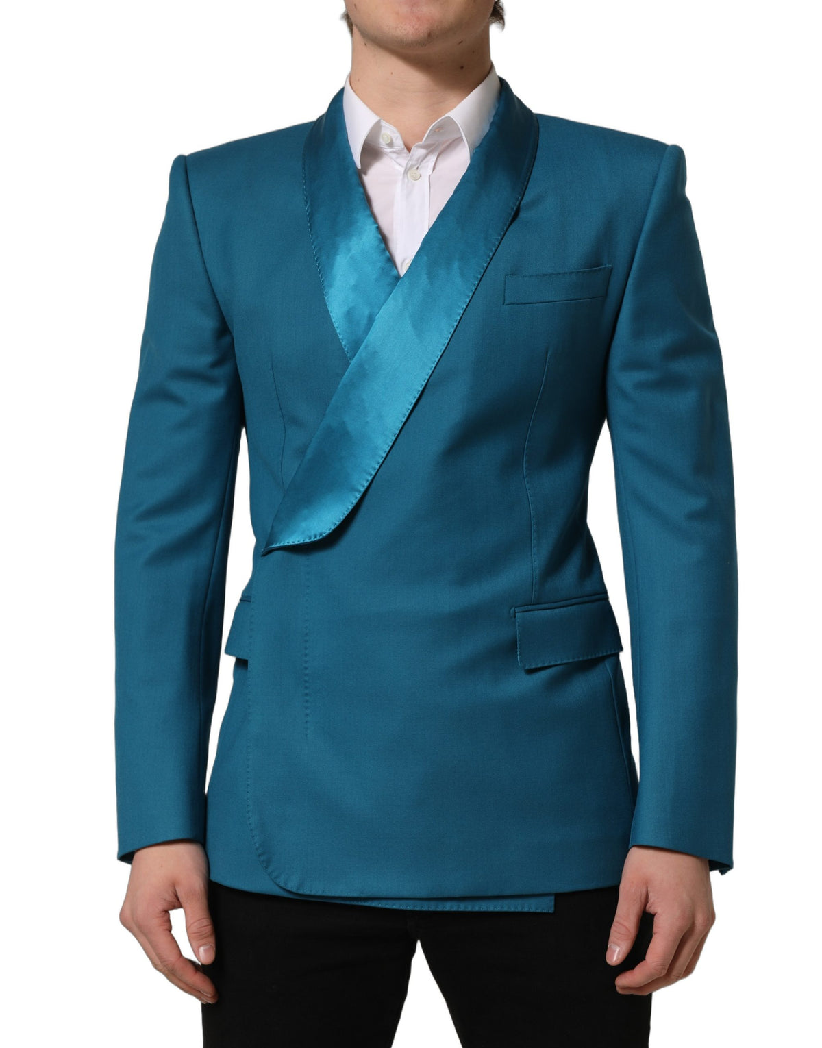 Dolce & Gabbana Teal Double Breasted Blazer Jacket for Men