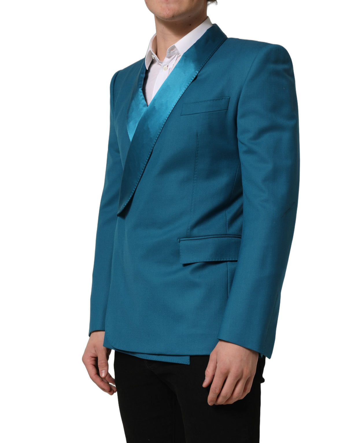 Dolce & Gabbana Teal Double Breasted Blazer Jacket for Men