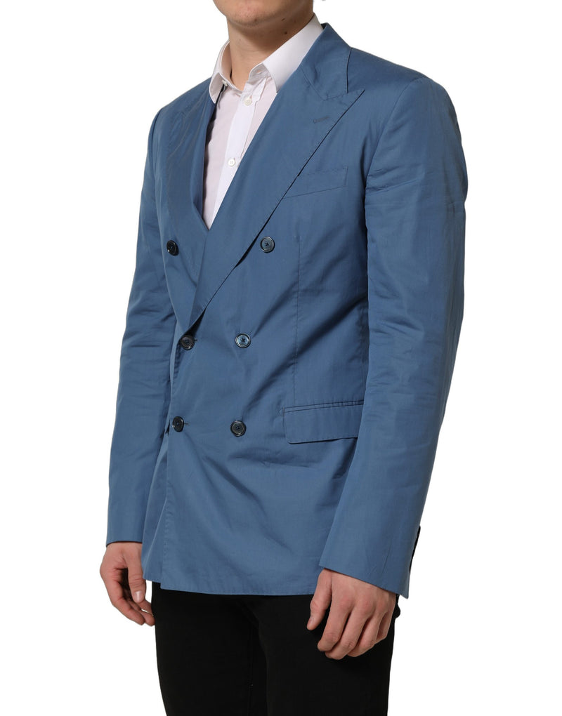 Dolce & Gabbana Blue Cotton Double Breasted Blazer for Men