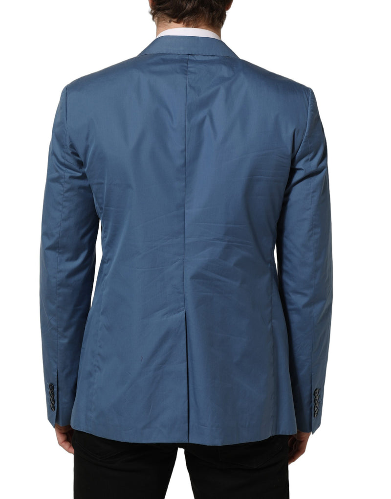 Dolce & Gabbana Blue Cotton Double Breasted Blazer for Men