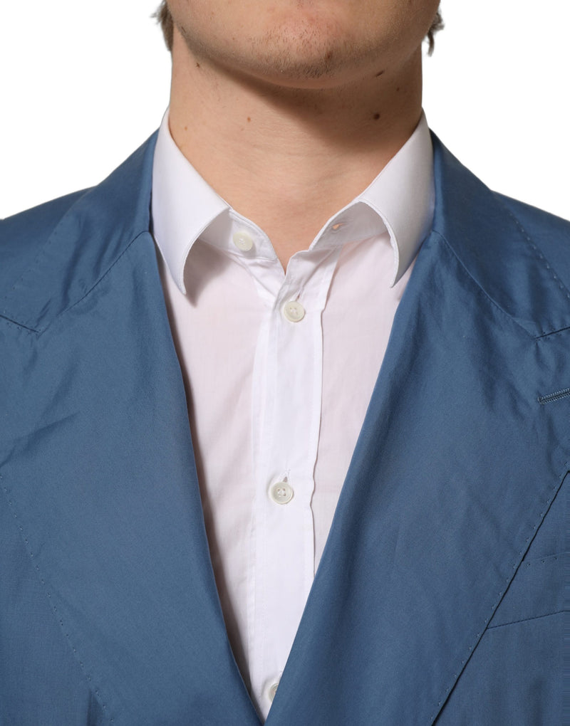 Dolce & Gabbana Blue Cotton Double Breasted Blazer for Men