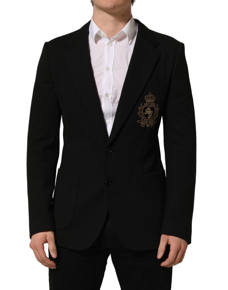Dolce & Gabbana Black Logo Crest Single Breasted Blazer