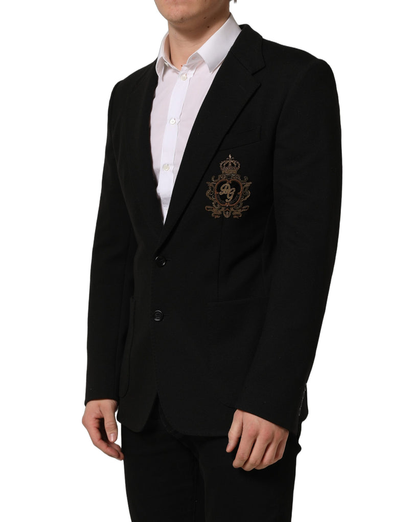 Dolce & Gabbana Black Logo Crest Single Breasted Blazer