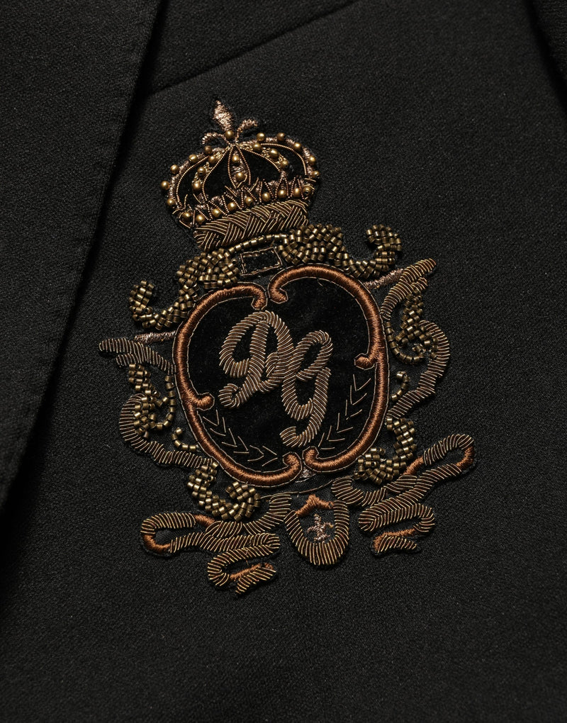 Dolce & Gabbana Black Logo Crest Single Breasted Blazer