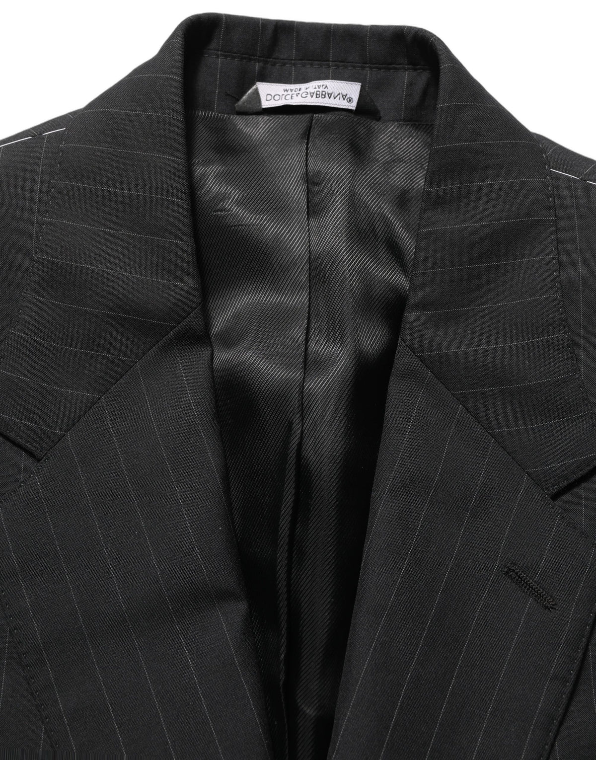 Dolce & Gabbana Black Stripes Wool Single Breasted Blazer
