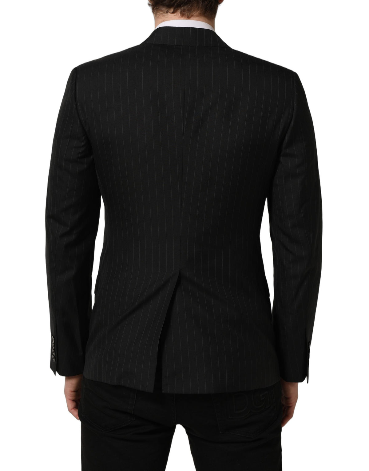 Dolce & Gabbana Black Stripes Wool Single Breasted Blazer