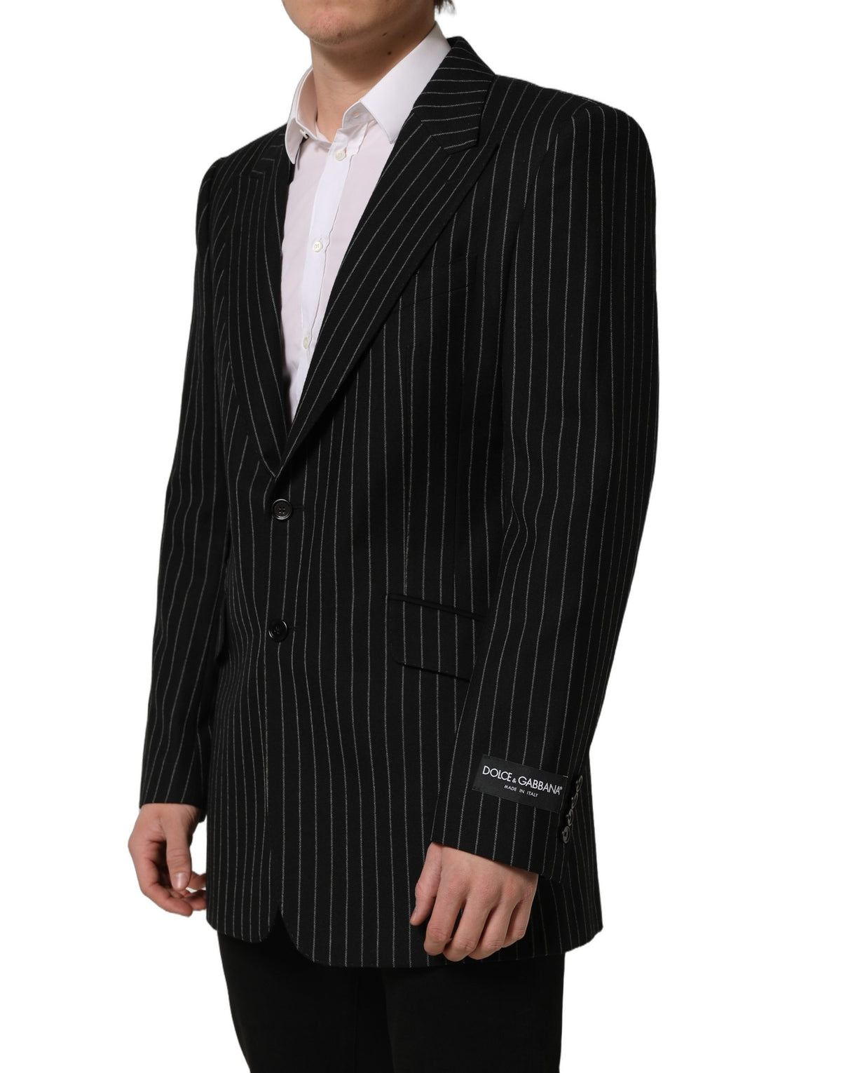 Dolce & Gabbana Black Stripes Wool Single Breasted Blazer