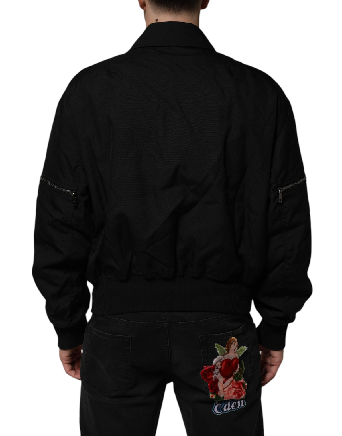 Dolce & Gabbana Black Nylon Full Zip Blouson Bomber Jacket