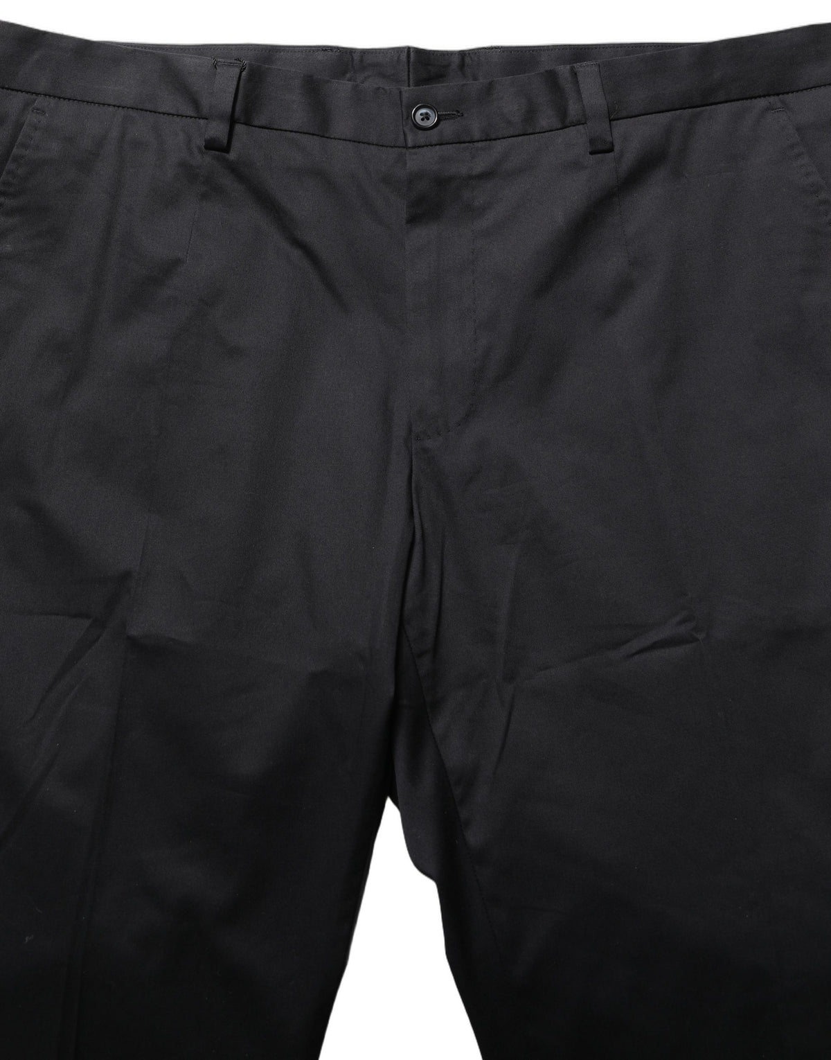 Dolce & Gabbana Black Cotton Tapered Leg Dress Trouser Pants