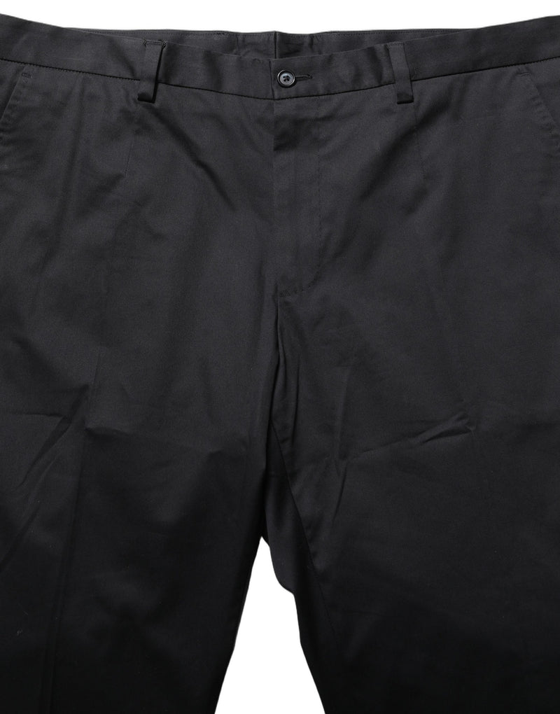 Dolce & Gabbana Black Cotton Tapered Leg Dress Trouser Pants