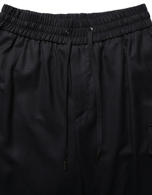 Dolce & Gabbana Black Mid Waist Cargo Jogger Sweatpants