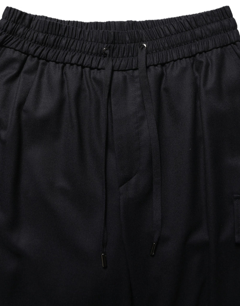Dolce & Gabbana Black Mid Waist Cargo Jogger Sweatpants