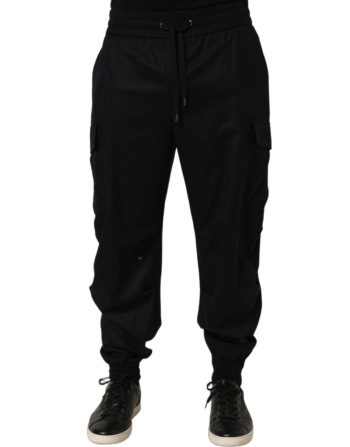 Dolce & Gabbana Black Mid Waist Cargo Jogger Sweatpants