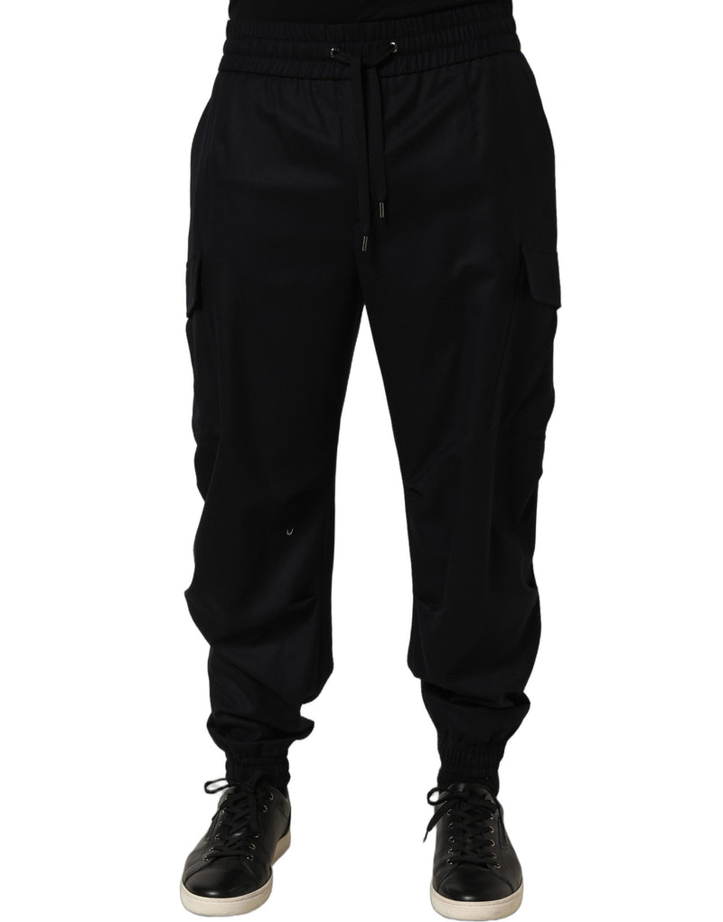 Dolce & Gabbana Black Mid Waist Cargo Jogger Sweatpants