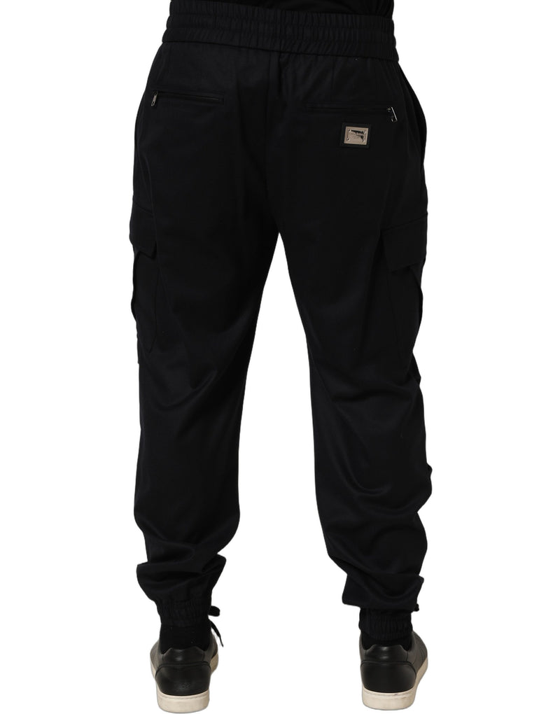 Dolce & Gabbana Black Mid Waist Cargo Jogger Sweatpants