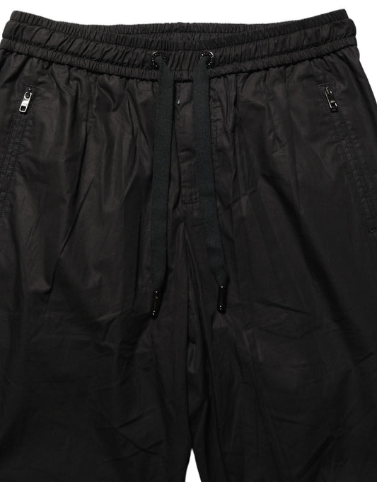 Dolce & Gabbana Black Cotton Mid Waist Jogger Sweatpants