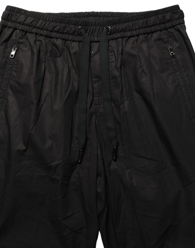 Dolce & Gabbana Black Cotton Mid Waist Jogger Sweatpants