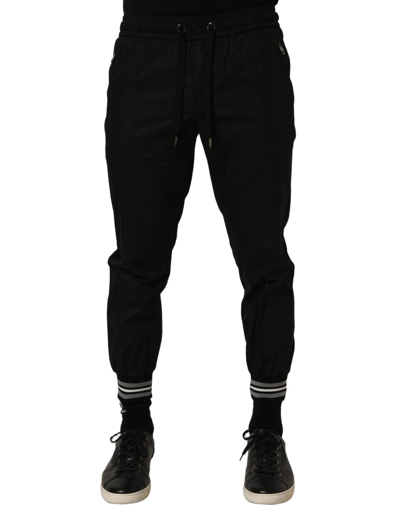 Dolce & Gabbana Black Cotton Mid Waist Jogger Sweatpants