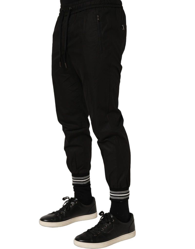 Dolce & Gabbana Black Cotton Mid Waist Jogger Sweatpants