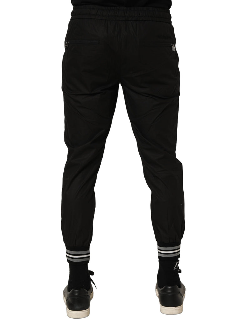 Dolce & Gabbana Black Cotton Mid Waist Jogger Sweatpants