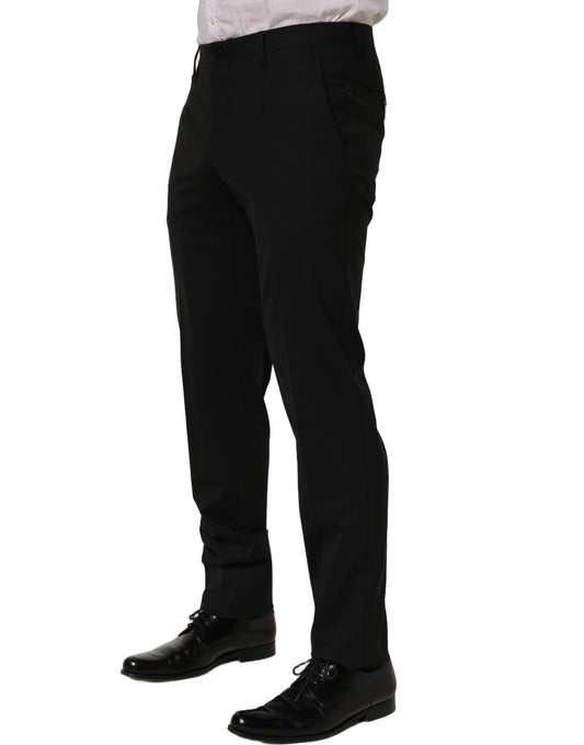 Dolce & Gabbana Black Wool Skinny Leg Dress Trousers for Men