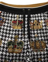 Dolce & Gabbana Multicolor Houndstooth Crown Men Sweatpants