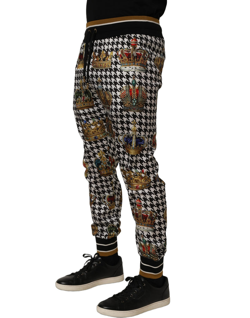 Dolce & Gabbana Multicolor Houndstooth Crown Men Sweatpants