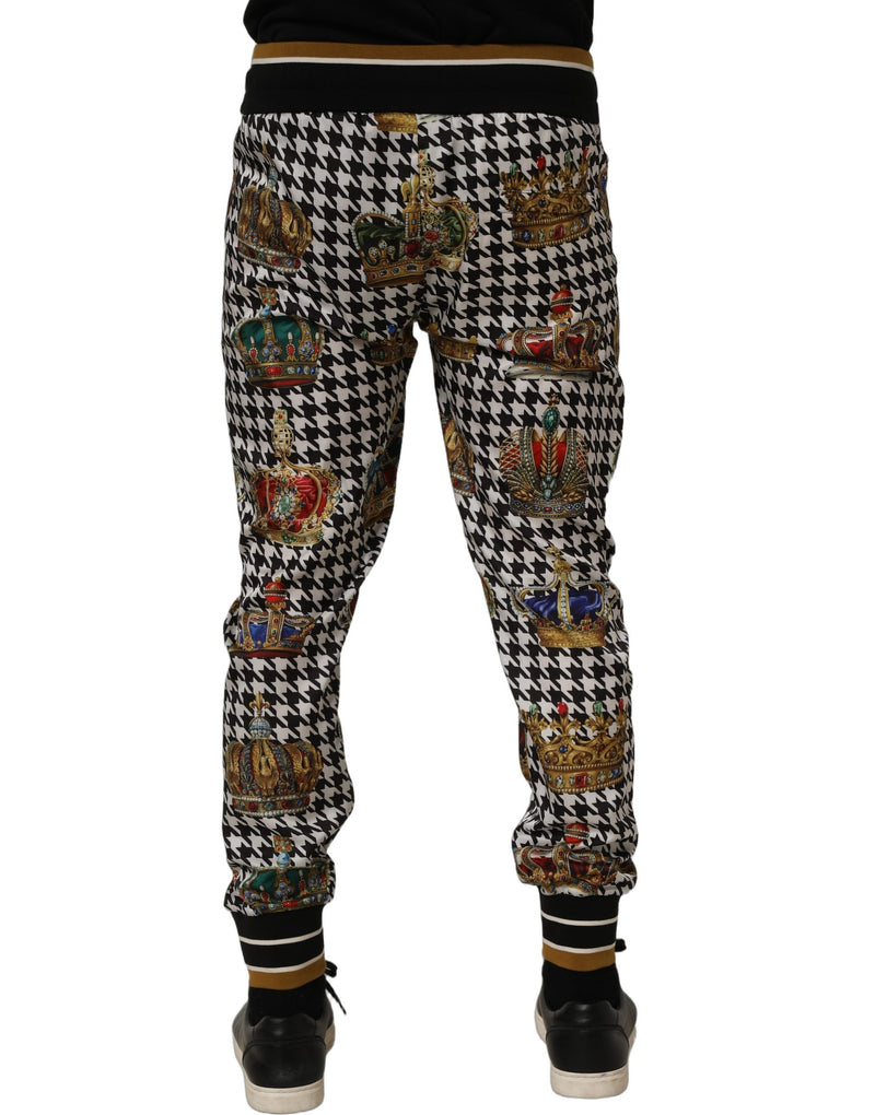 Dolce & Gabbana Multicolor Houndstooth Crown Men Sweatpants