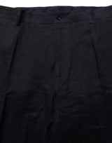 Dolce & Gabbana Black Linen Straight Leg Dress Trouser Pants