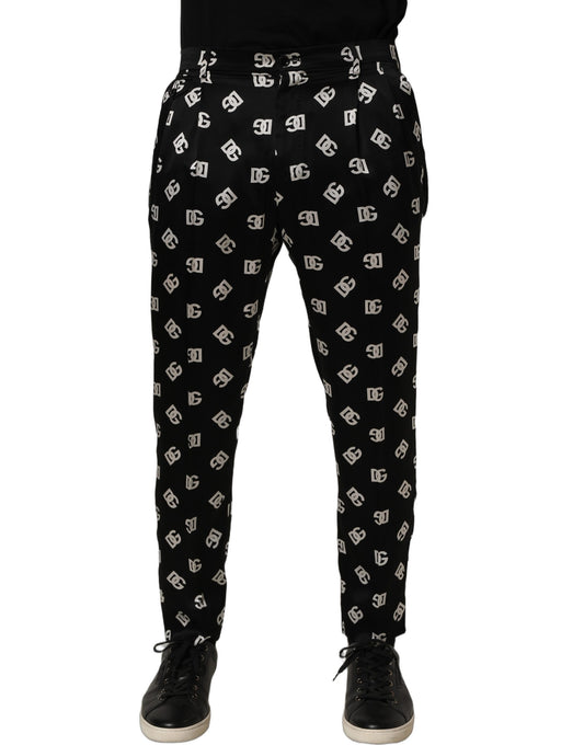 Dolce & Gabbana Black Silk Skinny Leg Dress Trousers for Men
