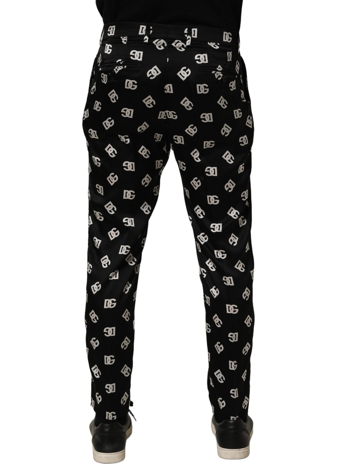 Dolce & Gabbana Black Silk Skinny Leg Dress Trousers for Men
