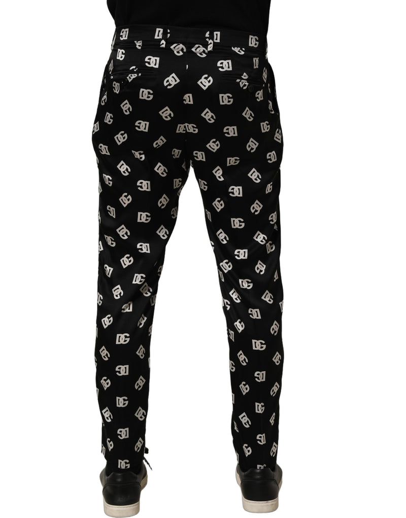 Dolce & Gabbana Black Silk Skinny Leg Dress Trousers for Men
