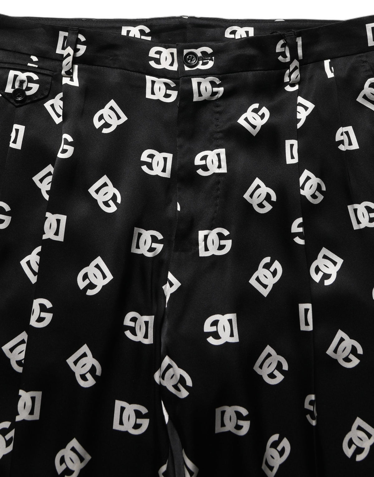 Dolce & Gabbana Black Silk Skinny Leg Dress Trousers for Men