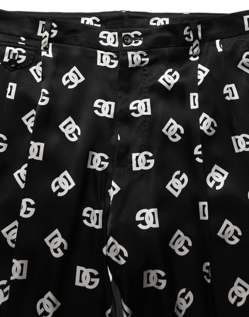 Dolce & Gabbana Black Silk Skinny Leg Dress Trousers for Men