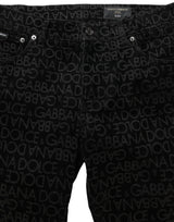 Dolce & Gabbana Black Logo Monogram Cotton Slim Denim Jeans