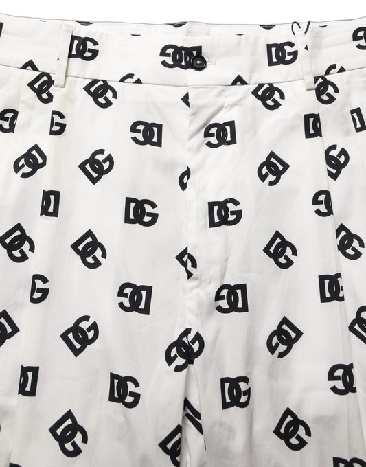 Dolce & Gabbana White Logo Skinny Leg Dress Pants for Men