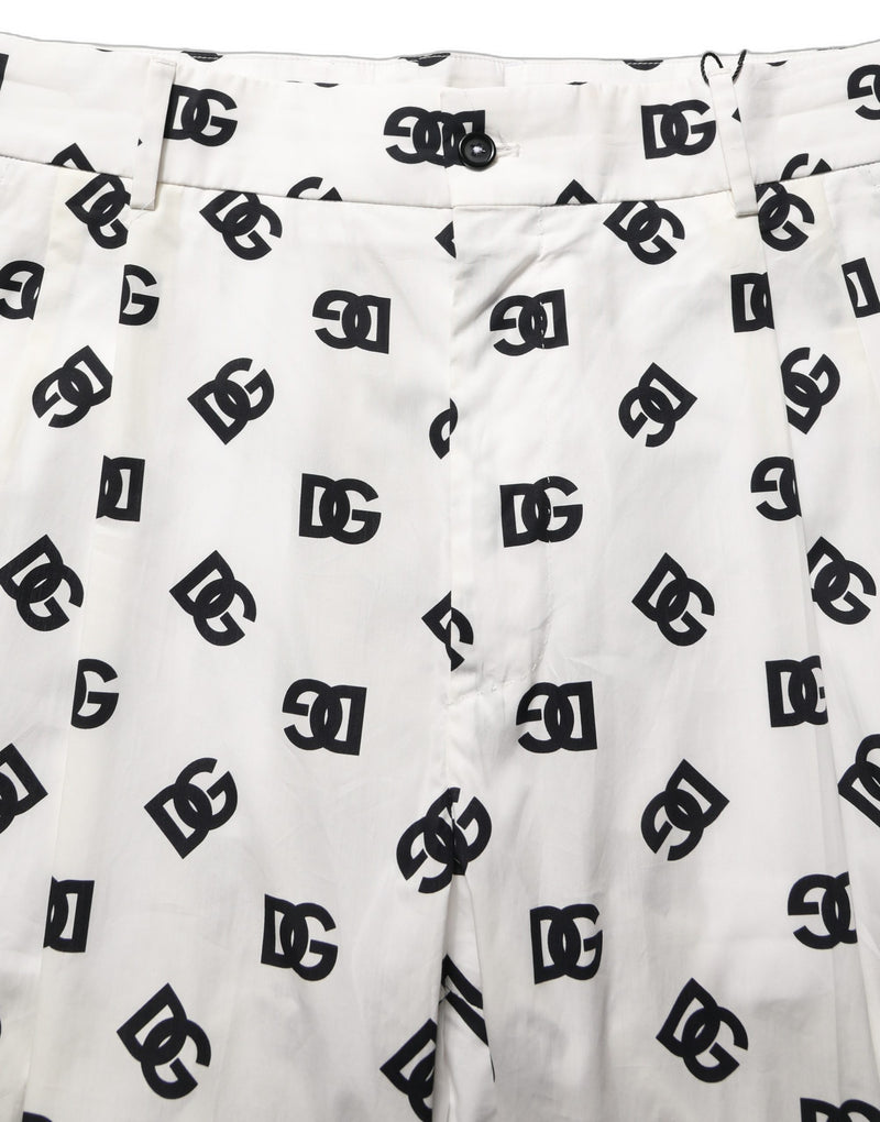 Dolce & Gabbana White Logo Skinny Leg Dress Pants for Men