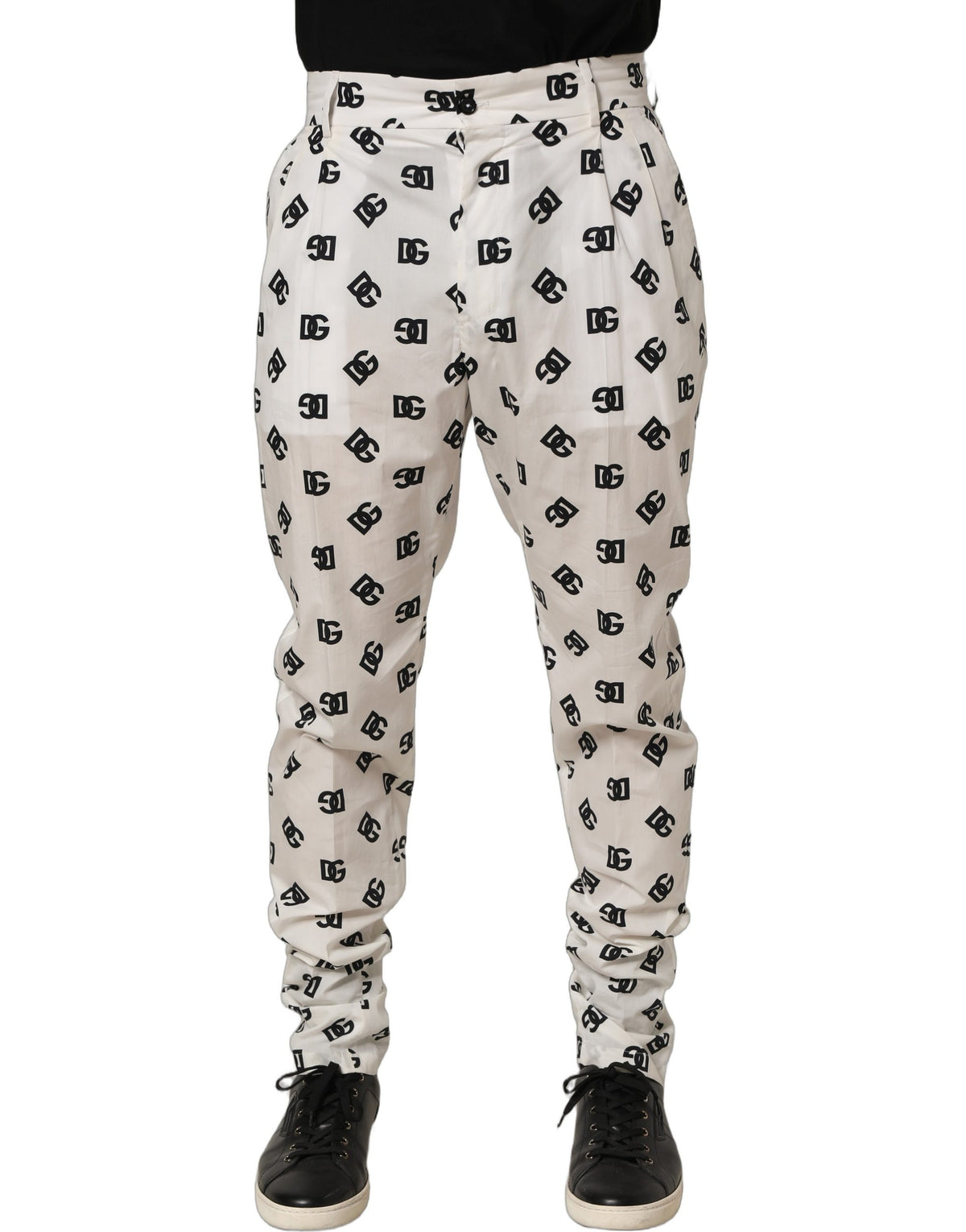 Dolce & Gabbana White Logo Skinny Leg Dress Trousers for Men