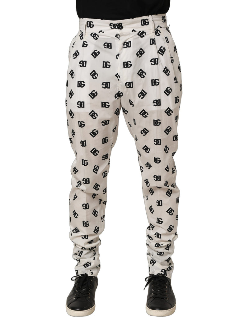Dolce & Gabbana White Logo Skinny Leg Dress Pants for Men