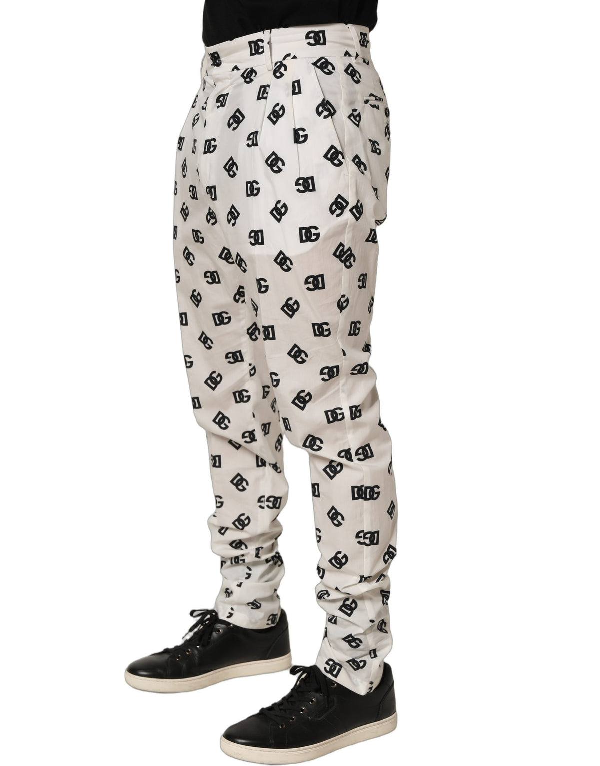 Dolce & Gabbana White Logo Skinny Leg Dress Trousers for Men