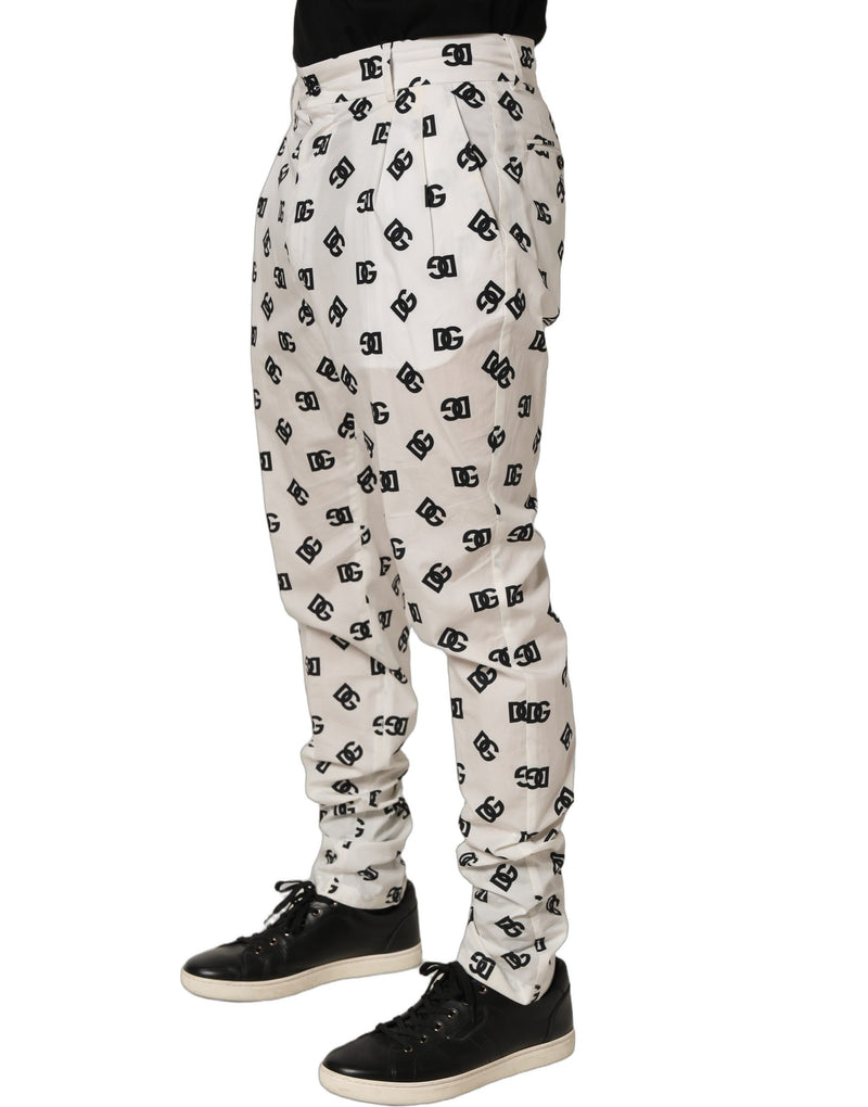 Dolce & Gabbana White Logo Skinny Leg Dress Pants for Men