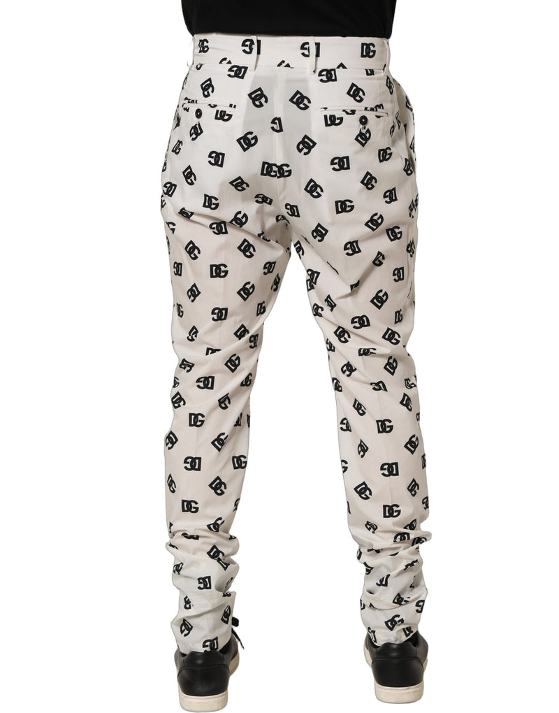 Dolce & Gabbana White Logo Skinny Leg Dress Pants for Men