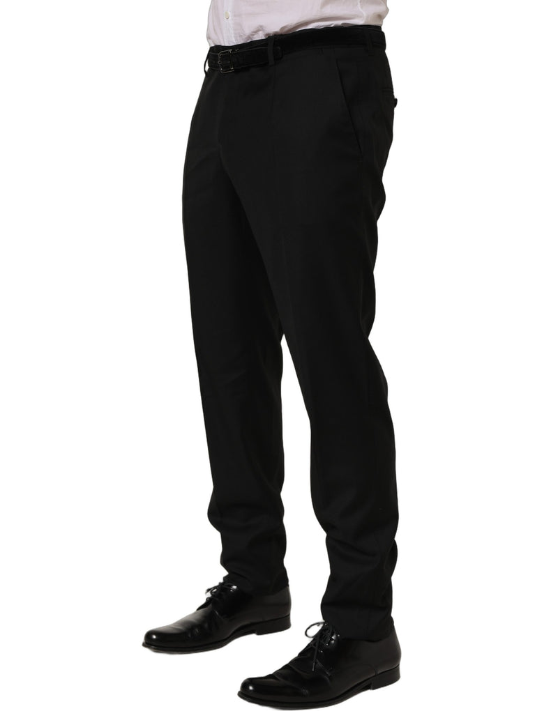 Dolce & Gabbana Black Wool Skinny Leg Dress Trouser Pants