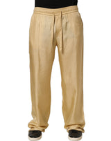 Dolce & Gabbana Yellow Straight Silk Mid Waist Chino Trouser Pants