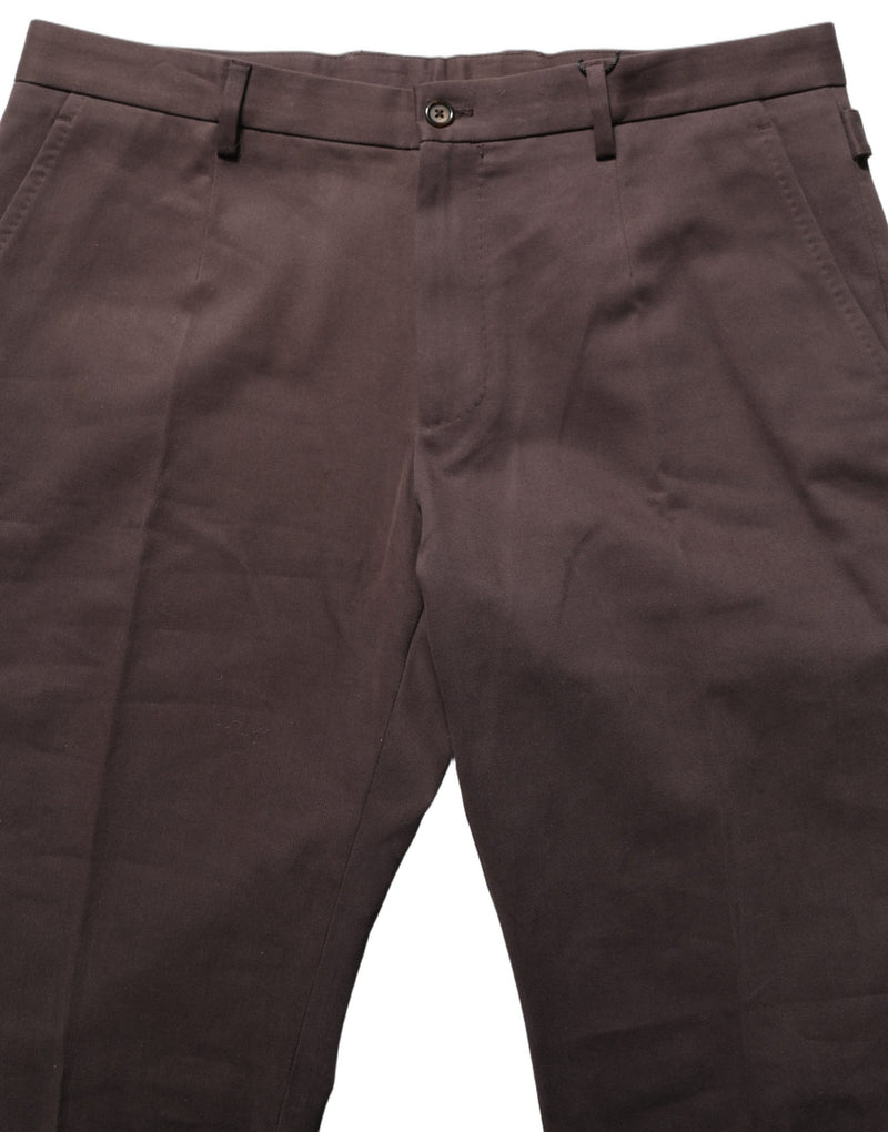Dolce & Gabbana Brown Cotton Skinny Leg Dress Trouser Pants