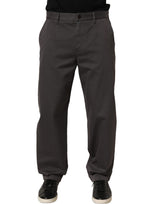 Dolce & Gabbana Dark Gray Cotton Straight Chino Trouser Pants
