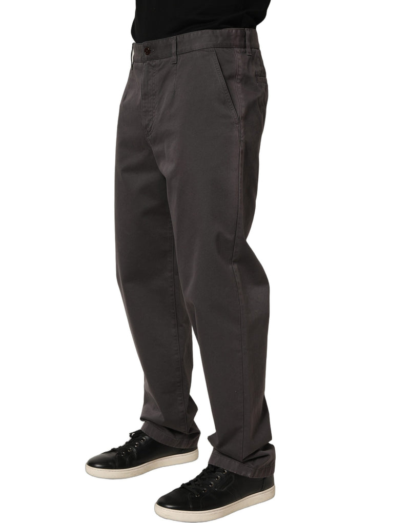 Dolce & Gabbana Dark Gray Cotton Straight Chino Trouser Pants