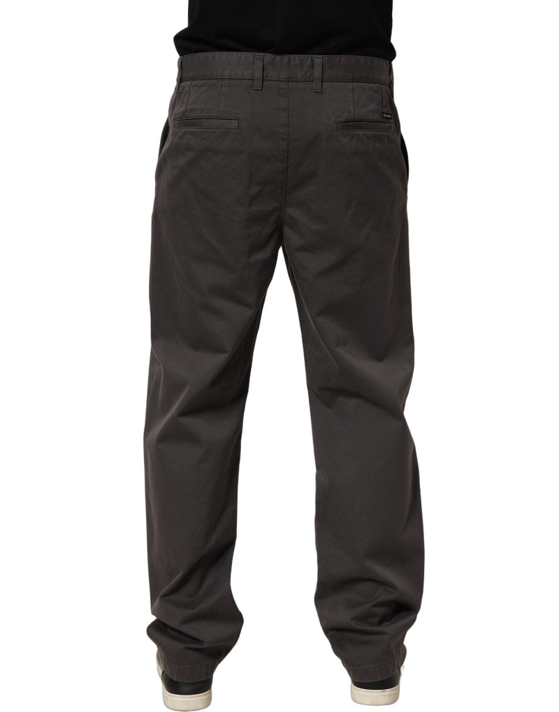 Dolce & Gabbana Dark Gray Cotton Straight Chino Trouser Pants