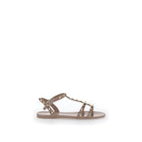 Valentino Garavani Rockstud Beige Rubber Flat Sandals